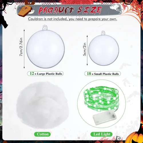 Vista 2 de Wenqik 33 bolas transparentes para caldero, luz LED de burbujas