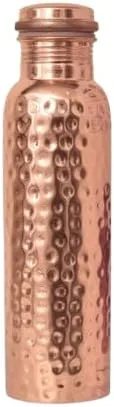 Vista 3 de Botella de agua de cobre puro natural de 34 oz martillada