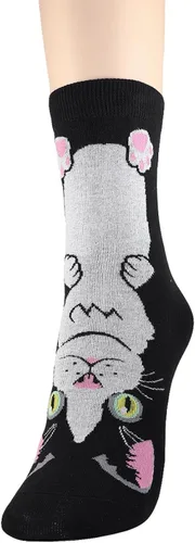 Vista 2 de DEARMY Calcetines de gato para mujer, regalos para mujeres y adolescentes, calcetines de diseño divertido, los mejores regalos de Navidad