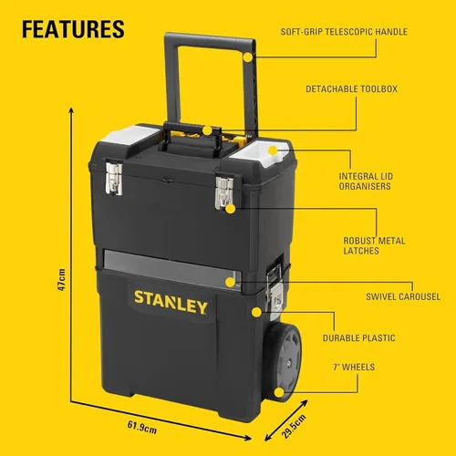 Vista 3 de Stanley Caja de herramientas móvil para centro de trabajo, unidades apilables de 2 niveles, 1-93-968