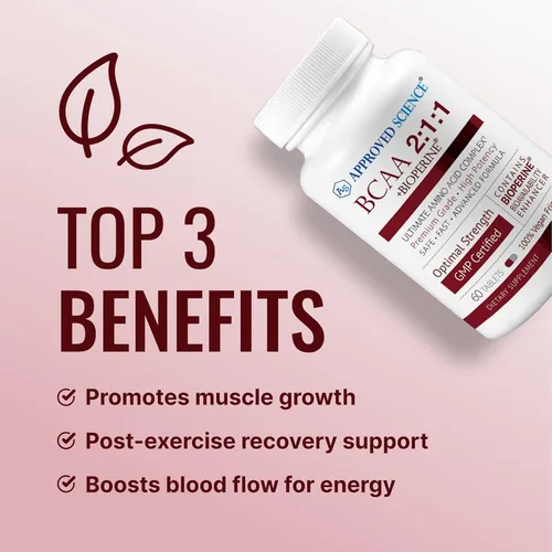 Vista 3 de Approved Science Suplemento BCAA - 60 tabletas - 2400 mg - Aumenta el rendimiento y mejora el desarrollo muscular - L-leucina, L-isoleucina