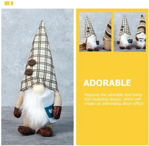 Vista 5 de Decoración navideña de gnomos de café para el hogar, 2 gnomos de Navidad para cafetería, figuras coleccionables enanas hechas a mano, muñeca