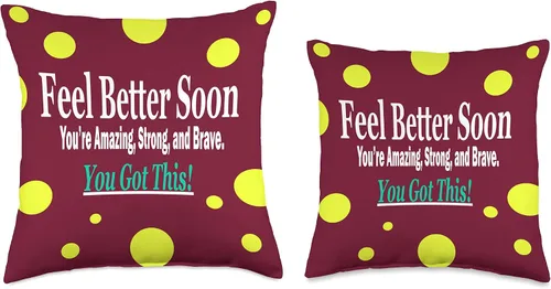 Vista 3 de DesignsByKelley Best Wishes Fast Recovery Gifts Feel Better Soon Gifts for Women Kids - Almohada de recuperación (16.0 x 16.0 in), multicolor