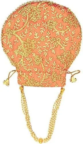 Vista 2 de Bolso de mano de seda bordado de diseño étnico indio para mujer