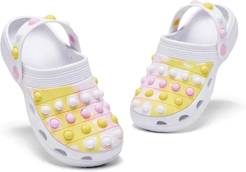 Vista 6 de Engtoy Zuecos para niños y niñas, zapatos de jardín sin cordones, sandalias divertidas y ligeras para la playa