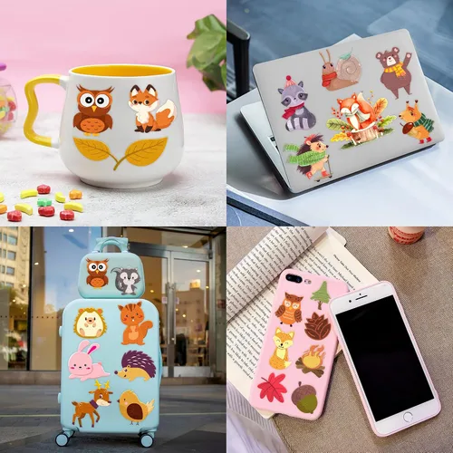 Vista 9 de 96 tatuajes temporales precortados de animales del bosque para niños, bonitos recuerdos de fiesta con temática forestal, perfectos para fiestas