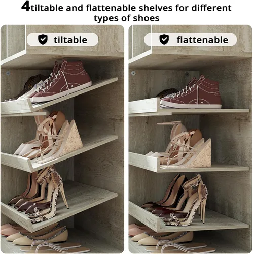 Vista 6 de IRONCK Organizador de zapatos de armario con estantes y cubículos, organizador de almacenamiento estrecho para zapatos, para dormitorio, entrada