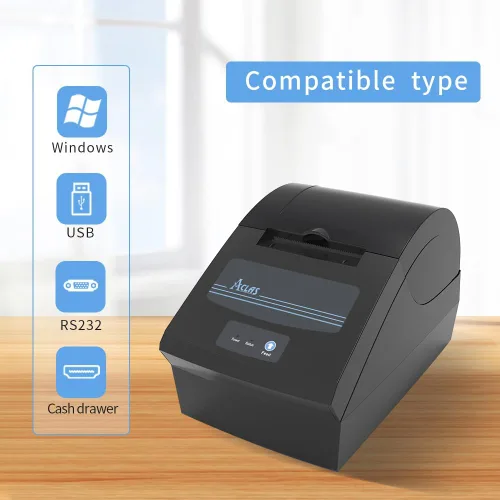 Vista 2 de Aclas Impresora de recibos para pequeñas empresas USB 3.150 in impresora Pos impresora soporte cajón de efectivo, USB+D9