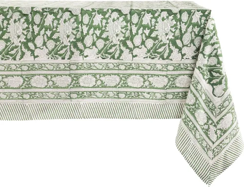 Vista 52 de ATOSII Mantel 100% algodón, Amara, floral, hecho a mano, rectangular, de lino, para cocina, comedor, fiestas, bodas, exteriores, picnics, Pascua
