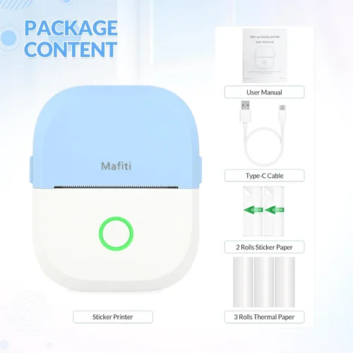 Vista 8 de mafiti Mini impresora adhesiva portátil térmica sin tinta inalámbrica Bluetooth para teléfono con dibujo AI, para notas de estudio, fotos, álbumes