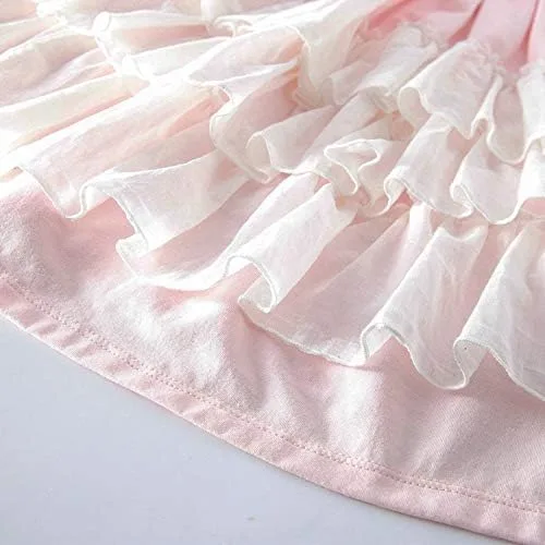 Vista 8 de Vestido largo bohemio con volantes para niñas, color rosa, manga de mosca, volantes, de verano, de algodón