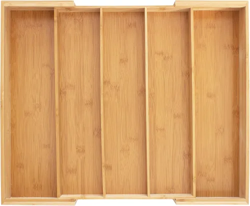 Vista 3 de Totally Bamboo Organizador de cajones expandible de 5 compartimentos, se expande de 13 a 22 pulgadas de ancho 5 spacious compartments organize