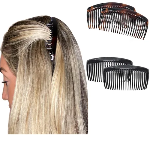 Vista 11 de Camila Paris CP3022 - Peines laterales franceses grandes, curvados, beige con torsión francesa para el cabello, decorativas, pinzas de sujeción