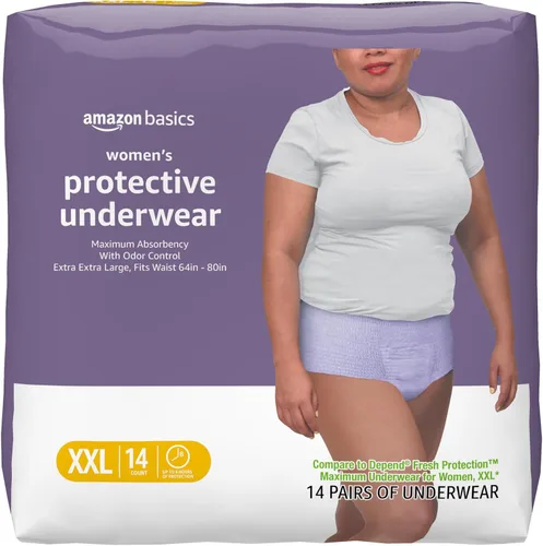 Vista 10 de Amazon Basics - Ropa interior protectora para mujer, para incontinencia y posparto, máxima absorción, talla S, lavanda, 24
