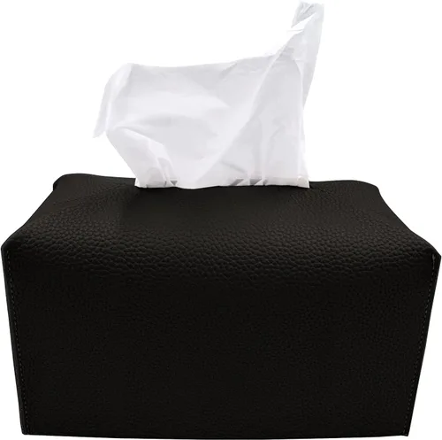 Vista 9 de Carrotez Funda para caja de pañuelos, soporte cuadrado de piel sintética refinada, soporte decorativo para encimera de tocador de baño, mesitas