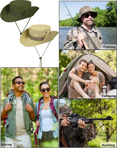 Vista 7 de 6 piezas de ala ancha Boonie sombrero de camuflaje táctico camuflaje de la selva gorro de bebé adulto para hombres y mujeres forro polar verde