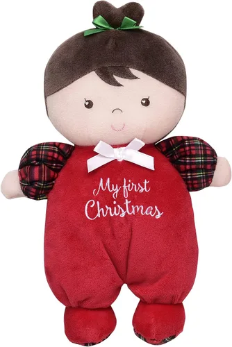 Vista 5 de Little Me - Muñeca de peluche de 11 pulgadas con sonajero, Brigitte (damasco floral, rosa)