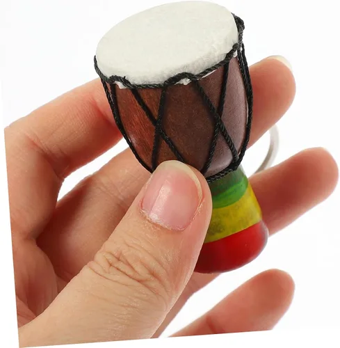 Vista 2 de Llavero Djembe de percusión Djembe Llaveros de instrumentos musicales Llaveros para amantes de la música, llavero de tambor africano, colgante
