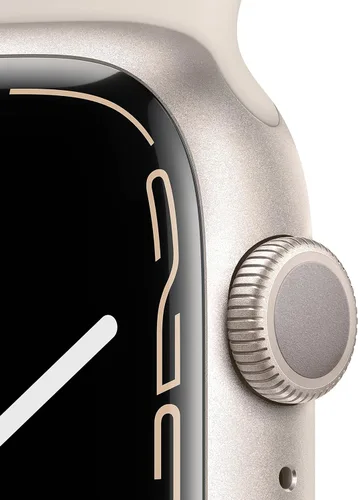 Vista 2 de Apple Watch - Serie 7 con GPS y caja de aluminio Starlight de 1.77 pulgadas (45mm) con correa deportiva Starlight, tamaño regular
