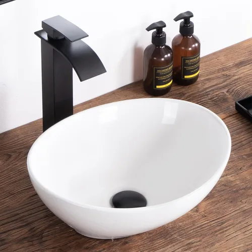 Vista 12 de Lavabo pequeño para baño tipo vasija 11.8"x11.8" pulgadas cuadrado, lavabo de baño de cerámica blanca, lavabos de baño modernos sobre encimera