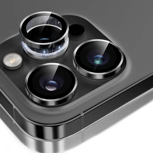 Vista 30 de GolbinBox Protector de lente de cámara para iPhone 13 Pro/13 Pro Max, ajuste invisible 1:1, vidrio templado 9H, funda individual de metal ultra HD