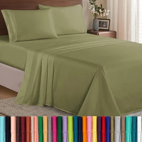 Vista 12 de Elegant Comfort - Juego de sábanas de microfibra de 1500 hilos de calidad hotelera prémium de 4 piezas - Resistente a arrugas, sábana bajera