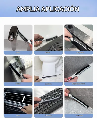 Vista 8 de Cleangor Cepillos de limpieza de grietas, cepillo de limpieza para espacios pequeños difíciles de alcanzar, artículos esenciales para el hogar Negro