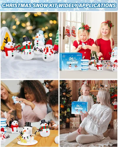Vista 6 de Kit de 16 piezas de muñeco de nieve, construye un muñeco de nieve para niños, manualidades de Navidad, manualidades creativas de arcilla seca al