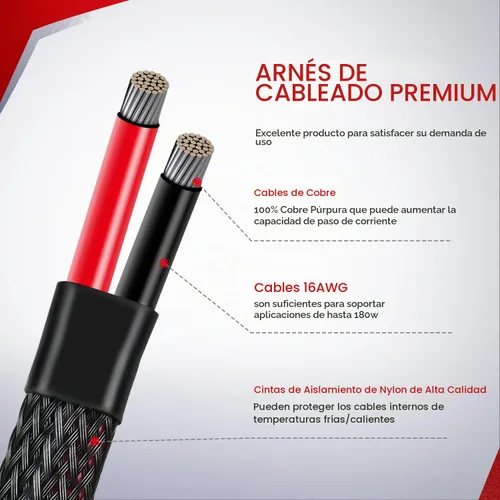 Vista 6 de Nilight Kit de arnés de cableado de barra de luz LED Off Road Interruptor Arnés de cableado 16AWG - 2 cables con telar de alambre de nailon