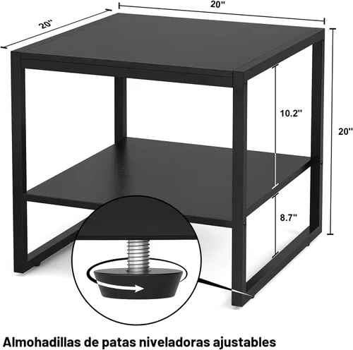 Vista 3 de Homieasy Mesa auxiliar, mesa auxiliar cuadrada de 20 pulgadas, mini soporte Negro