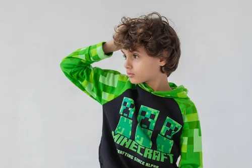 Vista 5 de Minecraft Sudadera con capucha de forro polar para niños pequeños a niños grandes (4-18-20)