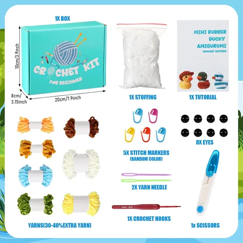 Vista 2 de XunYee - Kit de ganchillo de 3 piezas de patos pequeños, juego de bricolaje