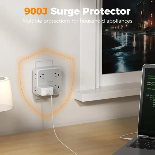 Vista 4 de TESSAN PD - Extensor de salida con protector de sobretensiones de 20 W