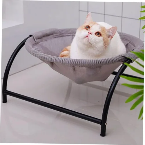 Vista 9 de Cama elevada para gatos con malla transpirable para uso en interiores y exteriores, diseño resistente para mayor comodidad