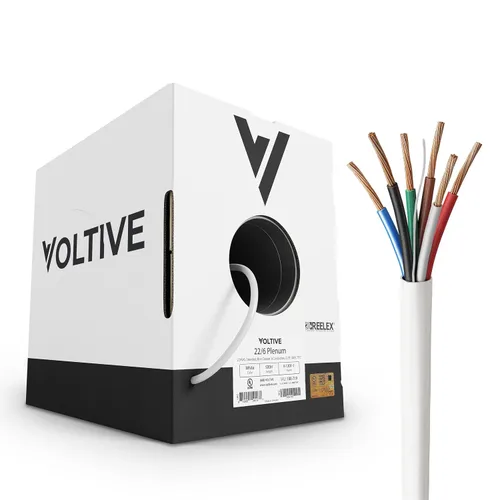 Vista 31 de Voltive Cable de altavoz 12/2, Plenum CL3P, blanco, 500 pies - 12 AWG, 2 conductores, cobre trenzado sin oxígeno, listado UL - V-1214-2
