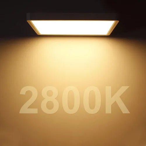 Vista 4 de Lámpara LED de Techo Empotrada, 2800K Blanco Cálido, 12 pulgadas 24W, 3200LM, Luminaria de Panel Plano Delgado, Lámpara de Techo Cuadrada Moderna