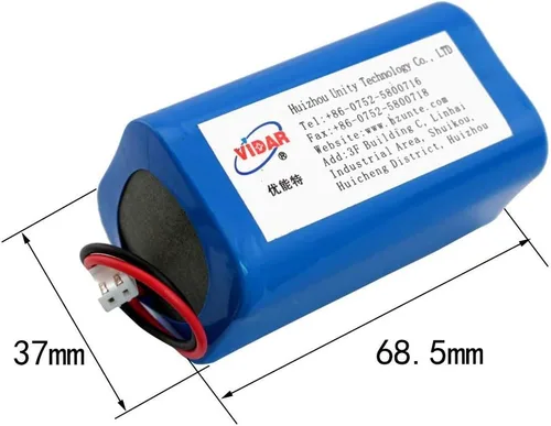 Vista 2 de VIDAR - Batería recargable de iones de litio de 7.4 V 5200 mAh de alta capacidad con enchufe JST PH2.54/2P (personalizable) para electrónica