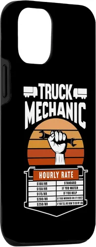 Vista 3 de Funda para mecánico de camiones para iPhone 15 con tarifa laboral por hora