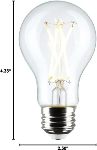 Vista 9 de Satco 12464-8A19/CL/LED/E26/940/4PK/120V (S12464) A19 A Line Pear Bombilla LED