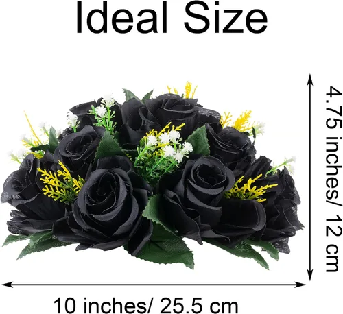 Vista 6 de Centros de mesa de flores para mesas de boda: decoraciones de mesa de Halloween, bolas de flores negras, centros de mesa para compromiso, ceremonia