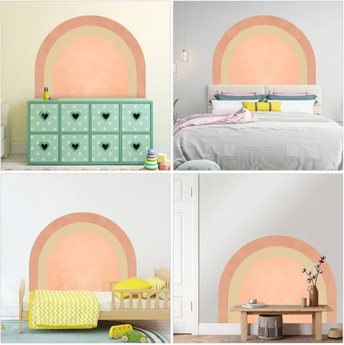 Vista 9 de Uonlytech Adhesivo de pared de arco extraíble para decoración elegante del hogar, fácil de aplicar, arte de pared semicírculo para dormitorios