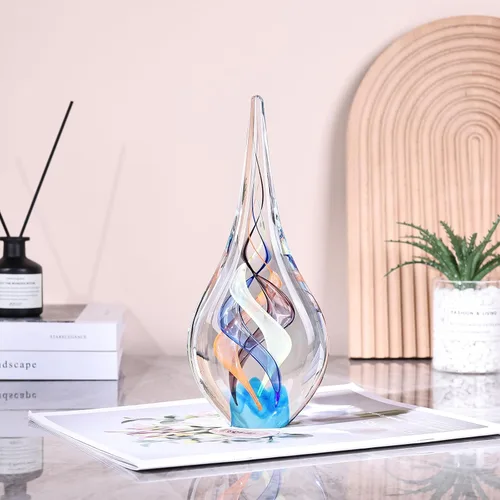 Vista 7 de Escultura de vidrio soplado a mano, decoración de estilo Murano, figuras de colección de arte de vidrio transparente, estatua decorativa de lágrima