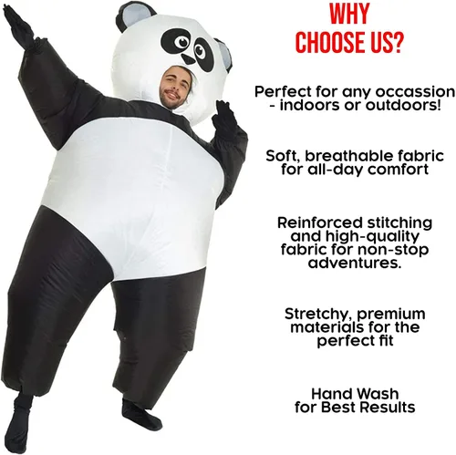 Vista 5 de Morph Disfraz inflable de panda gigante, talla única, color negro y blanco, Negro/Blanco