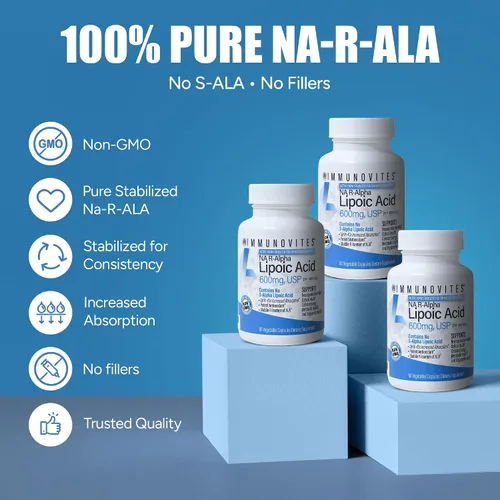 Vista 3 de IMMUNOVITES Paquete de 3 unidades de ácido R-alfa lipoico estabilizado ((True)) 600 mg por porción