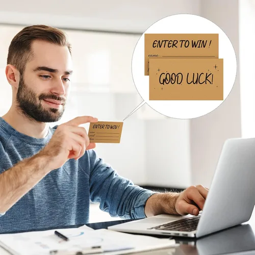Vista 7 de 300 piezas de tarjetas de rifa "Enter to Win" de 3.5 x 2 pulgadas, tarjetas de formulario de ingreso para concursos, carnavales, rifas, ferias