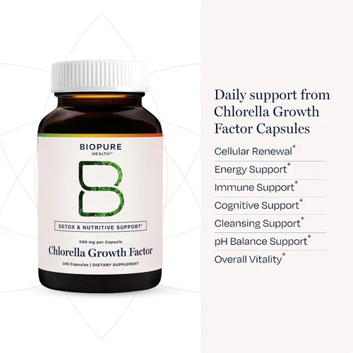 Vista 6 de BioPure Chlorella Growth Factor Cápsulas – Superalimento Nutracéutico denso en nutrientes lleno de proteínas, vitaminas, minerales y aminoácidos que