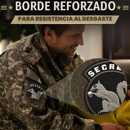 Vista 6 de Parche secreto de ardilla para equipo táctico - Parches de moral militar Negro