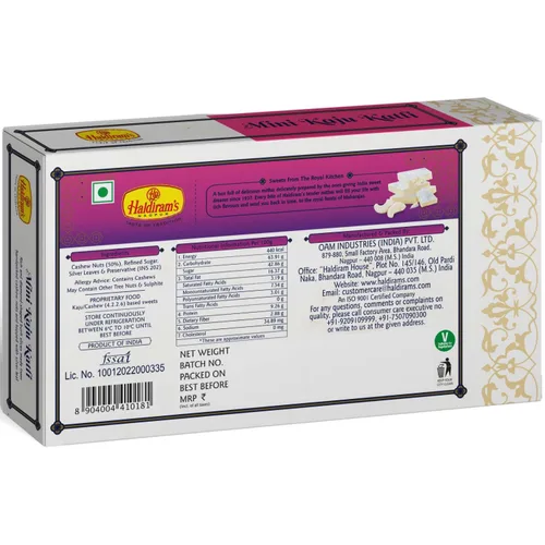Vista 3 de Haldiram's Nagpur Kaju Katli, Badam Katli, Mini Kaju Katli (paquete de 0.11-8.82 oz cada uno)