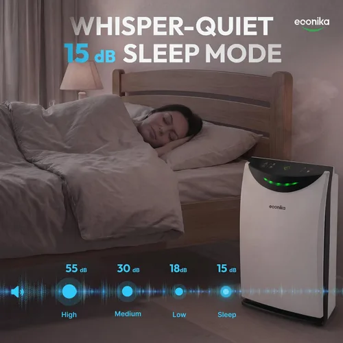 Vista 5 de Humidificador 4 en 1 y purificador de aire en una habitación grande, purificador de aire HEPA Combo con luz UV, limpiador de habitación grande