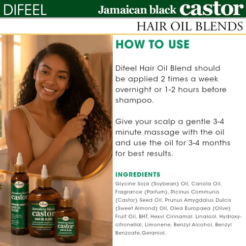 Vista 7 de Difeel Aceite de ricino negro jamaicano superior para el cabello, 7.1 onzas